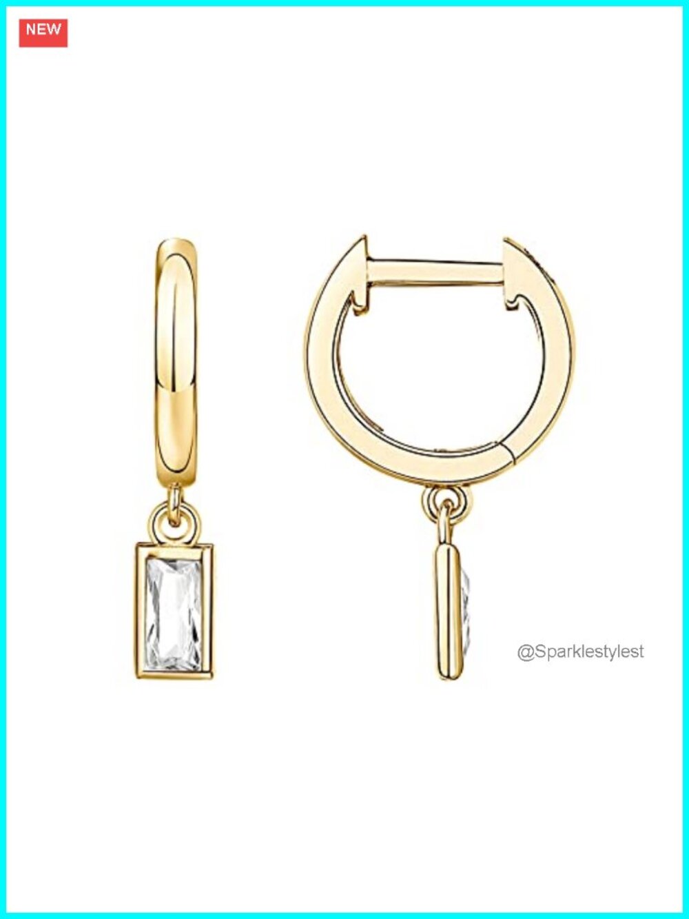 14K Gold Plated Dainty Huggie Hoop Earrings 925 Silver Posts CZ